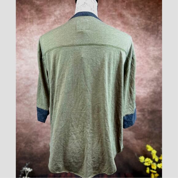 Chaser Round Neck 3/4 Sleeve Tee with Contrasting Trim Olive/Black M - Picture 8 of 9